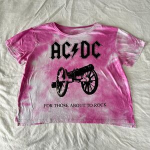 AC/DC Rock Band Tie Dye Short Sleeve T-Shirt XL (15-17)